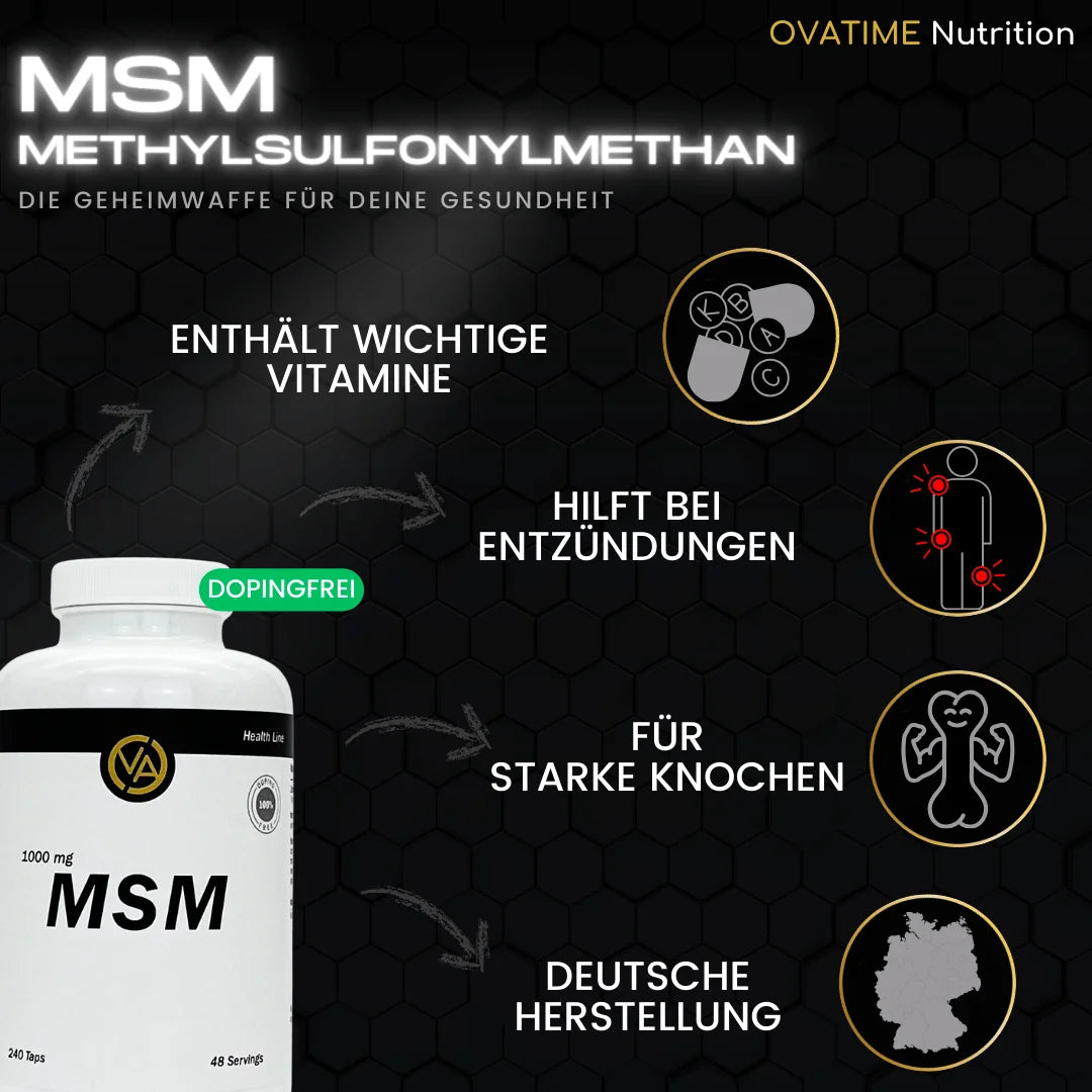 OVATIME Nutrition MSM (Methylsulfonylmethane) 240 capsules 